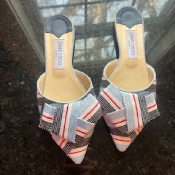 Jimmy Choo Mules Multi-stripe with Bow EU 39 - Picture 1 of 8